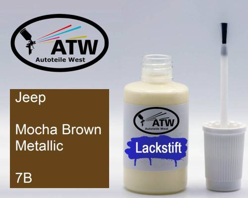 Jeep, Mocha Brown Metallic, 7B: 20ml Lackstift, von ATW Autoteile West.